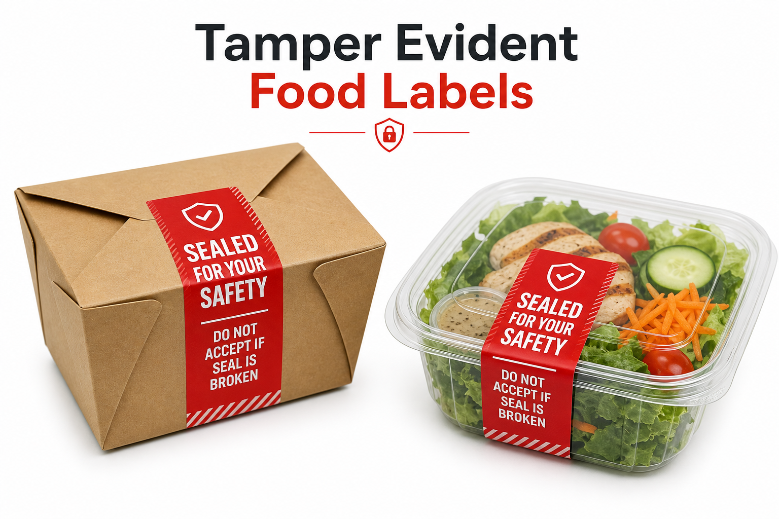 Tamper Evident Food Labels - SEALED FOR YOUR SAFETY